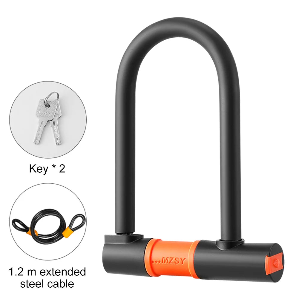 Bicycle U Lock Thickening Alloy Steel Security Bike Wheel Lock with 2 Keys Anti-theft Safety Cycling Lock MTB Road Bicycle Lock Lock and Steel Cable CHINA