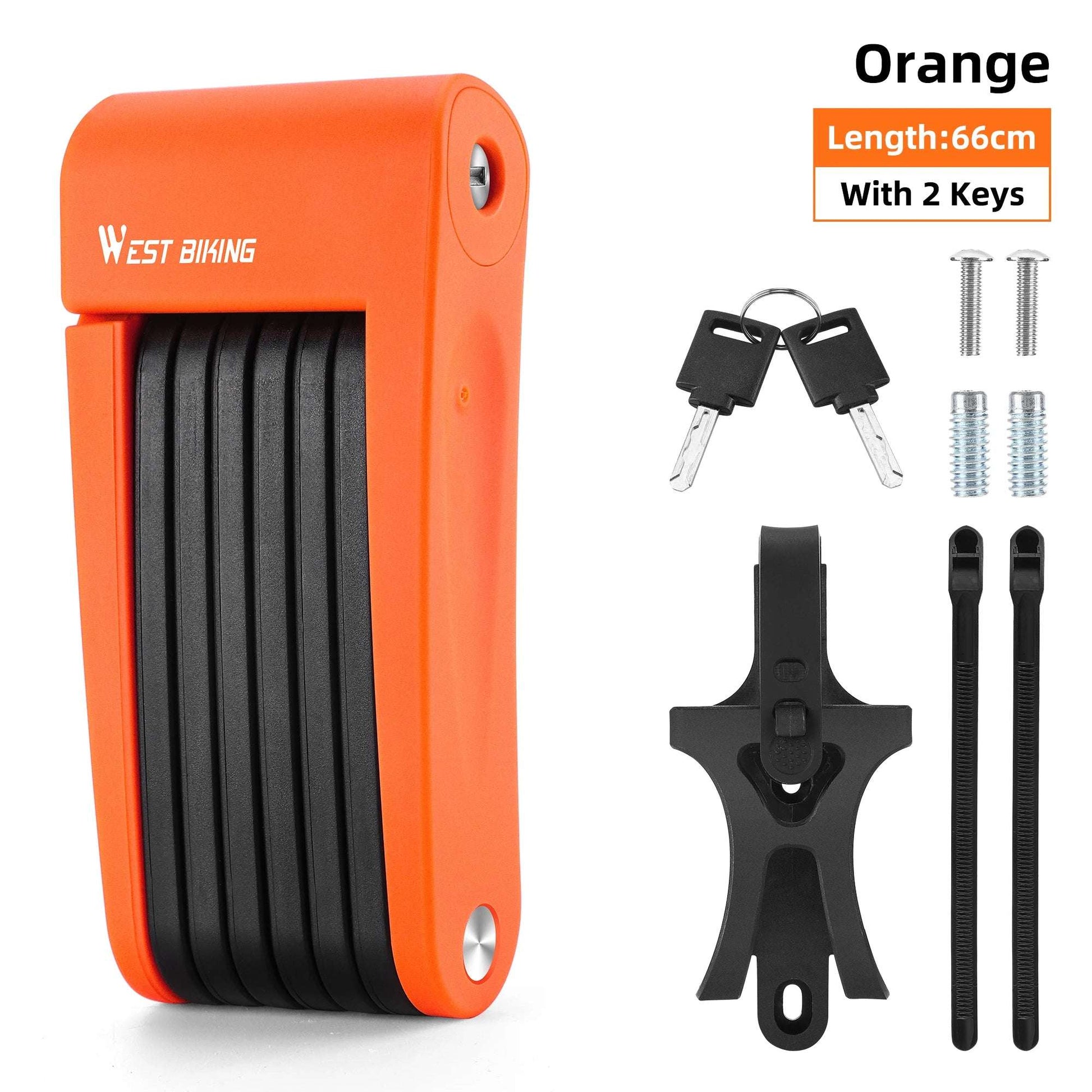 WEST BIKING Foldable Bike Lock 3 Key Strong Security Anti-theft Bicycle Lock Heavy Duty Chain Cable Padlock Motorcycle Lock