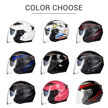 Motorcycle Helmet Open Face Double Lens Four Seasons Men Women Street Fashion Helmet