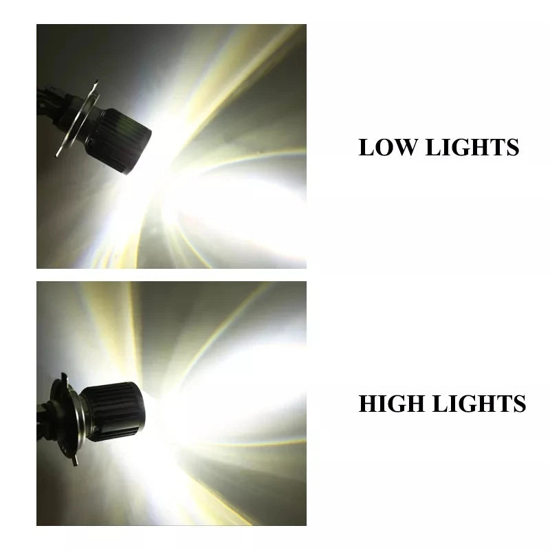 1pcs H4 BA20D Motorcycle Headlight Moto Led Bulbs CSP Chip Hi Lo Lens H4 Lamp Fog Lights Scooter Moto Accessories Headlamp 12V