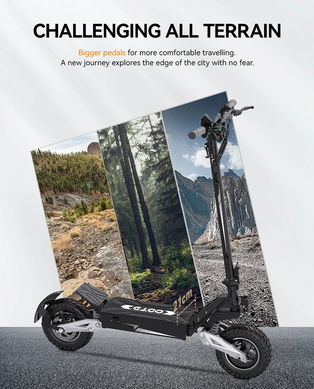   T10 Electric Scooter 900W Peak Motor 48V 13.5Ah Battery 11” Tires Foldable CE Certified E-Scooter