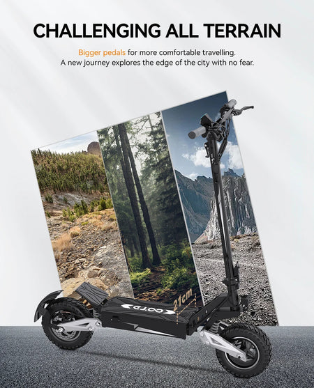   T10 Electric Scooter 900W Peak Motor 48V 13.5Ah Battery 11” Tires Foldable CE Certified E-Scooter