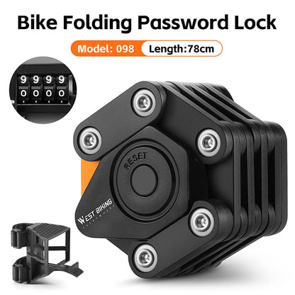 WEST BIKING Foldable Bicycle Lock Anti-theft High Security MTB Road Bike Chain Cable Padlock Durable Portable Cycling Accessory