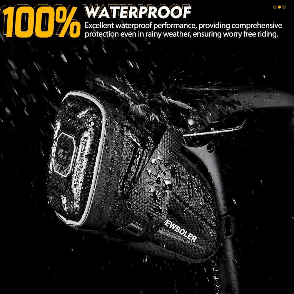NEWBOLER Waterproof Bicycle Saddle Bag MTB Road Bike Saddlebags Reflective Striped Bicycle Tool Bag MTB Bike Bag Accessories