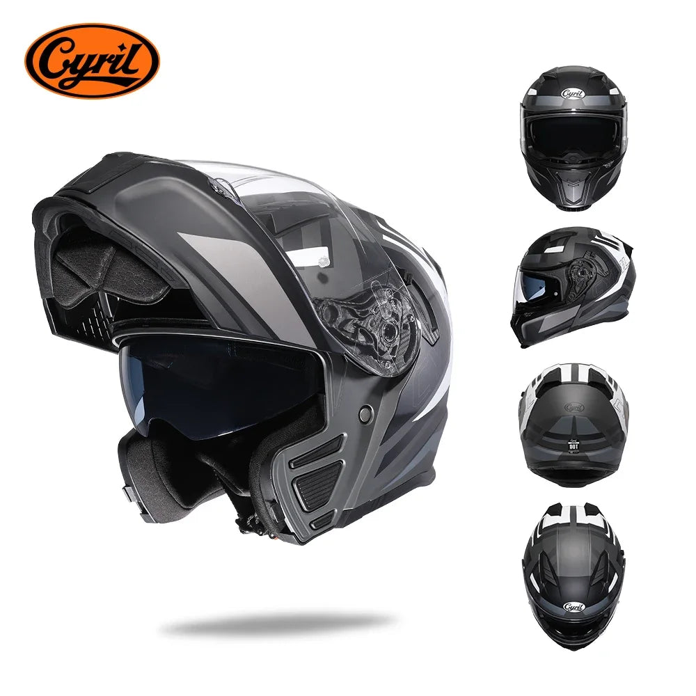 Motorcycle Helmet Dual Visor Modular Flip up Full Face Helmet for Adult Men and Women DOT Approved 9