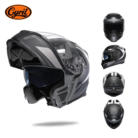 Motorcycle Helmet Dual Visor Modular Flip up Full Face Helmet for Adult Men and Women DOT Approved