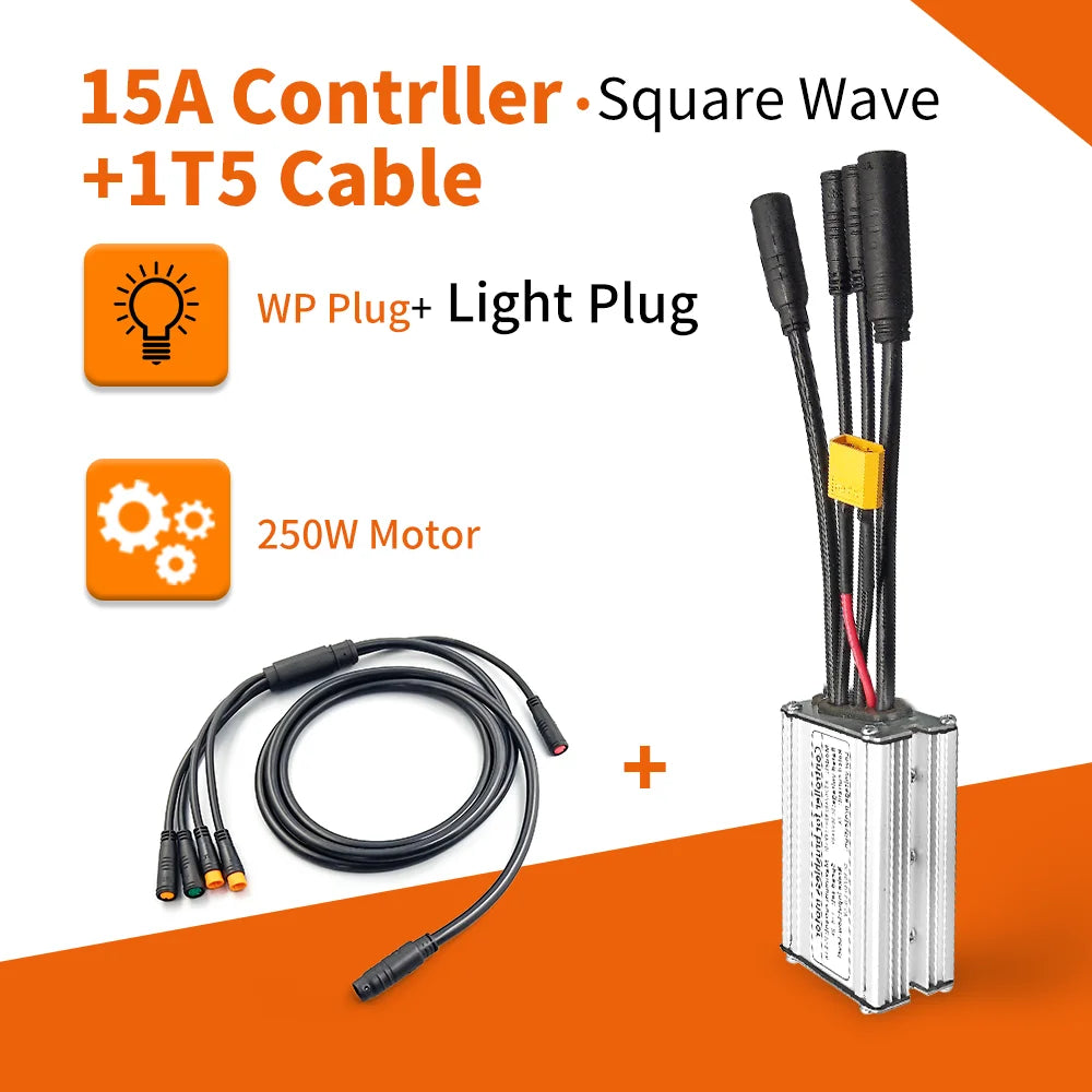 Electric Bike KT Controller 36V 48V Waterproof Brushless 250W 350W 500W 1000W Ebike Accessories with Light Function