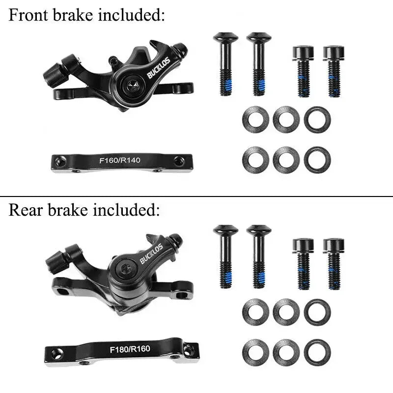 BUCKLOS Mtb Brake Caliper Bicycle Mechanical Disc Brake Set for Mountain Bike Pushes Caliper Piston with Rotor 160mm