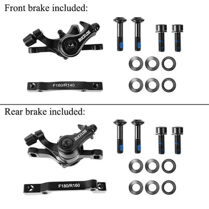 BUCKLOS Mtb Brake Caliper Bicycle Mechanical Disc Brake Set for Mountain Bike Pushes Caliper Piston with Rotor 160mm
