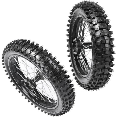 Off road 70/100-17 front and 90/100-14 rear dirt bike tire set with 17 inch and 14 inch wheel rims