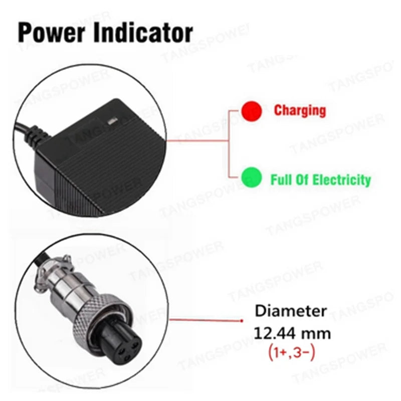 TANGSPOWER 54.6V 4A Smart Charger For Kugoo C1/G2/M4 13S Li-ion Battery Pack-Fast Charge with Cooling Fan, CE/FCC/UL Certified