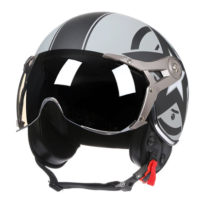Motorcycle Helmet Jet with Visor Motorbike Riding 3/4 Open Half Helmet Retro Scooter 288 xingmang