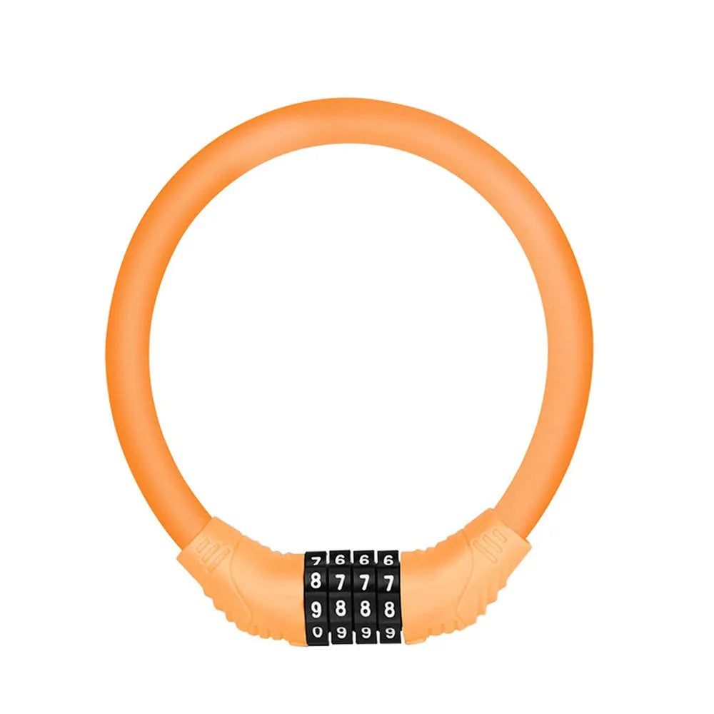 4 Digital Code Anti-Theft Bicycle Cable Lock Stainless Steel Security Locks Portable Combination Code Padlock orange