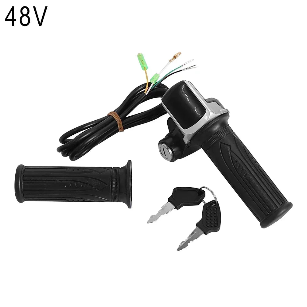 Throttle Handlebar LED Display for Electric Scooter Bike 24/36/48/60V Throttle Speed Adjustment Handle with Key Handle Grip