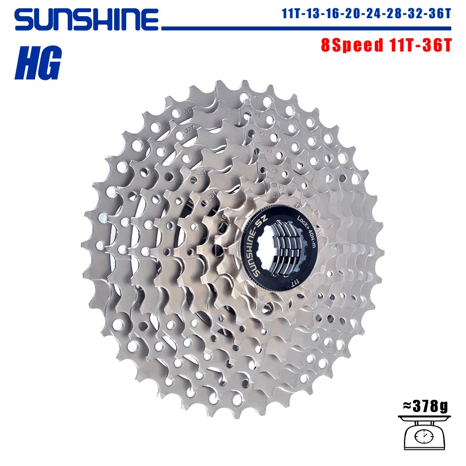 SUNSHINE Bicycle Cassette 8/9/10/11/12Speed Freewheel 32/36T/40T/42T/46T/50T/52T Sprocket HG Structure Flywheel For SHIMANO/SRAM 8 Speed 11T-36T China