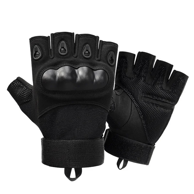 Motorcycle Gloves Men Tactical Hunting Shooting Knuckle Protection Sports Full Finger Cycling Bike Gloves Women Bicycle Black Half Finger