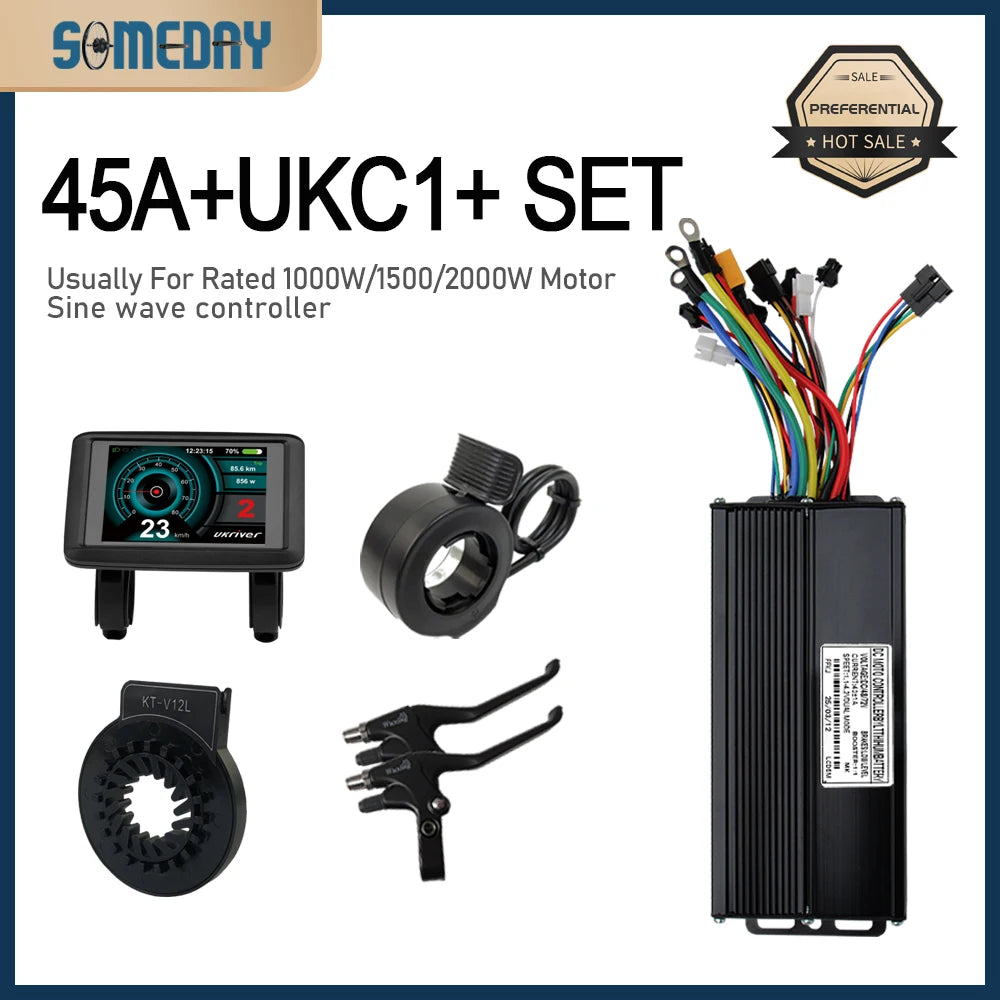 3 mode Controller Sinewave 45A 36/48/52V Ebike Controller With JN Display For 1000W-3000W Electric Bicycle Conversion Kit