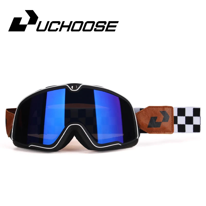 Retro Motorcycle Goggles Ski Glasses Sunglasses ATV Goggles Non-slip Belt AntiUV Cafe Racer Chopper Cycling Racing Free shipping 7