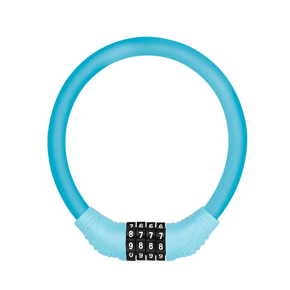4 Digital Code Anti-Theft Bicycle Cable Lock Stainless Steel Security Locks Portable Combination Code Padlock blue