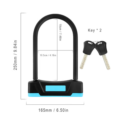 U-shaped Bike Lock With 2 Key Anti-theft Lock Zinc Alloy Convenient Motorcycle Scooter Cycing U Lock Bicycle Accessories