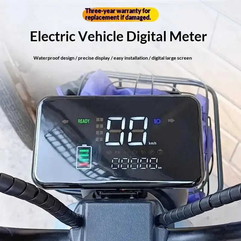 Multi-Voltage LED Speedometer Installed on Electric Scooter Handlebar