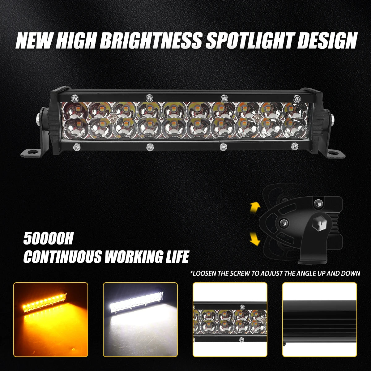 60W Motorcycle LED Headlight Light Bar Kit with Mounting Bracket Switch Wiring For Universal Most 7/8" Handlebar Dirt Pit Bike