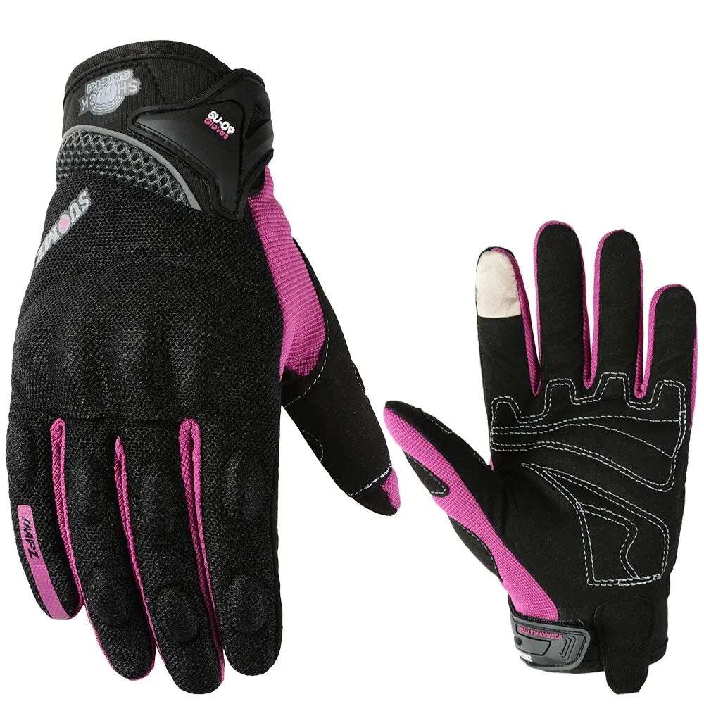 SUOMY Breathable Full Finger Racing Motorcycle Gloves Quality Stylishly Decorated Antiskid Wearable Gloves Size S-XXL Black