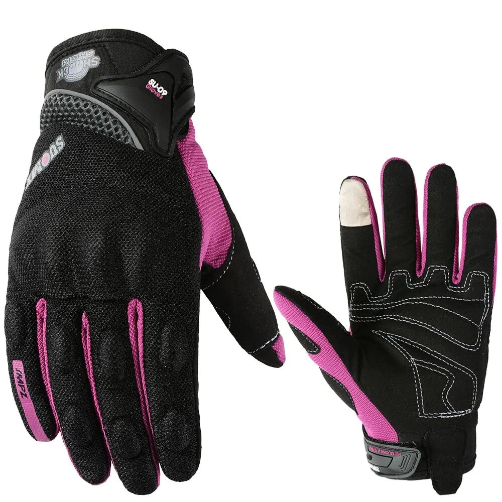 SUOMY Breathable Full Finger Racing Motorcycle Gloves Quality Stylishly Decorated Antiskid Wearable Gloves Size S-XXL Black Purple