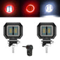 3INCH 20W Motorcycle LED Angel EyeWork Light Bar spot Lamp Offroad carBoat Truck SUv Pickup 12V 24V DrivingFog Lamp Headlight square red 2pcs
