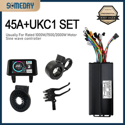 3 mode Controller Sinewave 45A 36/48/52V Ebike Controller With JN Display For 1000W-3000W Electric Bicycle Conversion Kit