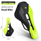WEST BIKING Thicken Bicycle Saddle Comfortable Shockproof Cycling Seat Hollow Non-slip Soft Cushion Travel MTB Road Bike Saddle Road Yellow Green CHINA