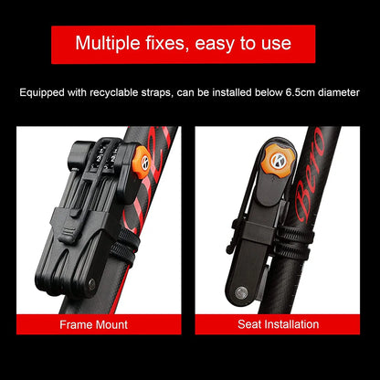 Folding Bike Lock - Heavy Duty Anti Theft Lock for Bicycles, Scooters, and Motorcycles