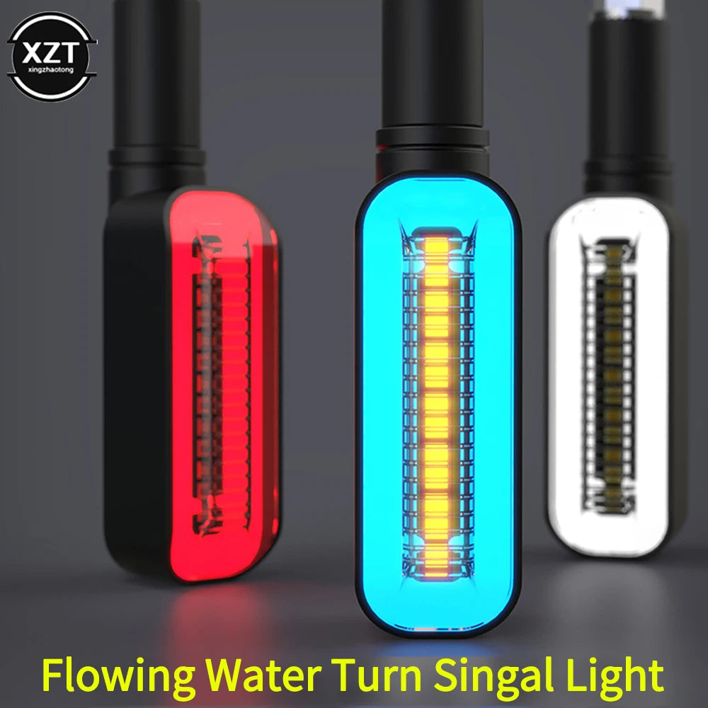 2Pc Turn Signal LED Light Motorcycle Stop Signal DRL Flowing Water Flashing 2 in 1 Blinker Tail Accessory Lamps New