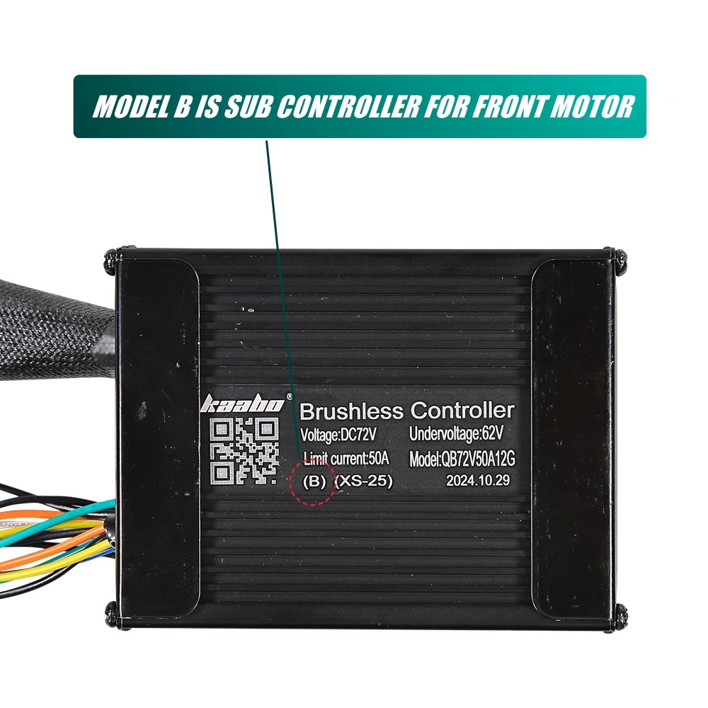 72V50A Sine Wave Controller for 72V 11-Inch KAABO WOLF KING GT PRO Electric Scooter With TFT Center Display for Front Rear Motor