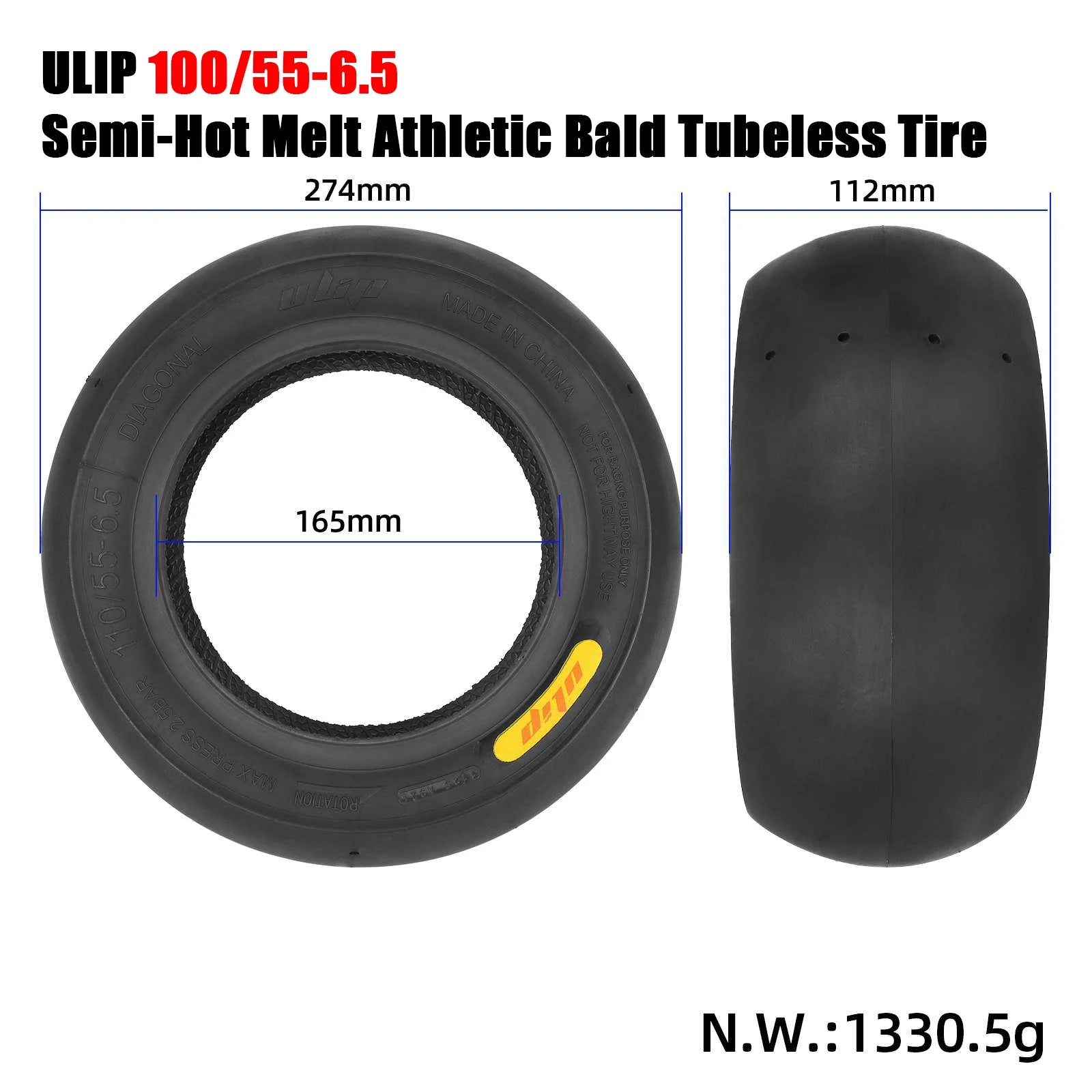 ULIP 11 Inch Semi-Hot Melt Athletic Bald Tubeless Tires for Dualtron Ultra2 THUNDER II Kaabo Wolf Warrior Electric Scooter Tyres 1pc 100 55-6.5 CHINA