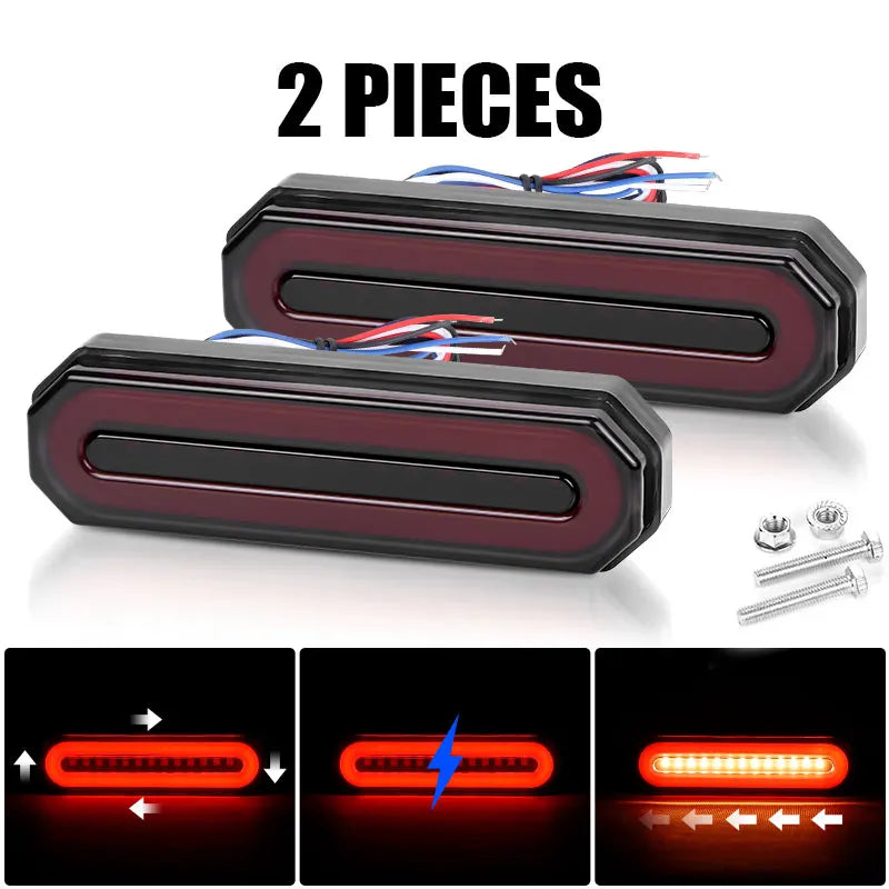 3 in 1 Motorcycle Led Brake Tail lamp Turn signal Light DRL Sequential Signal Lamps Taillight For Truck Trailer RV Cafe Racer