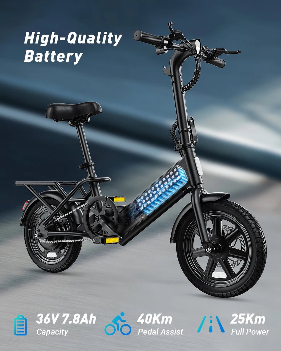 DYU C3 14" Folding Electric Bike 500W Motor, 20MPH, UL2849