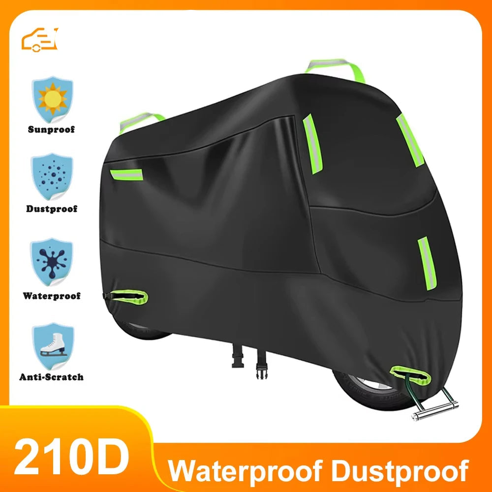 Motorcycle Cover Waterproof Outdoor Indoor Scooter Wear-resistant Fabric 210T Motorbike Cover All Season Dustproof UV Protective
