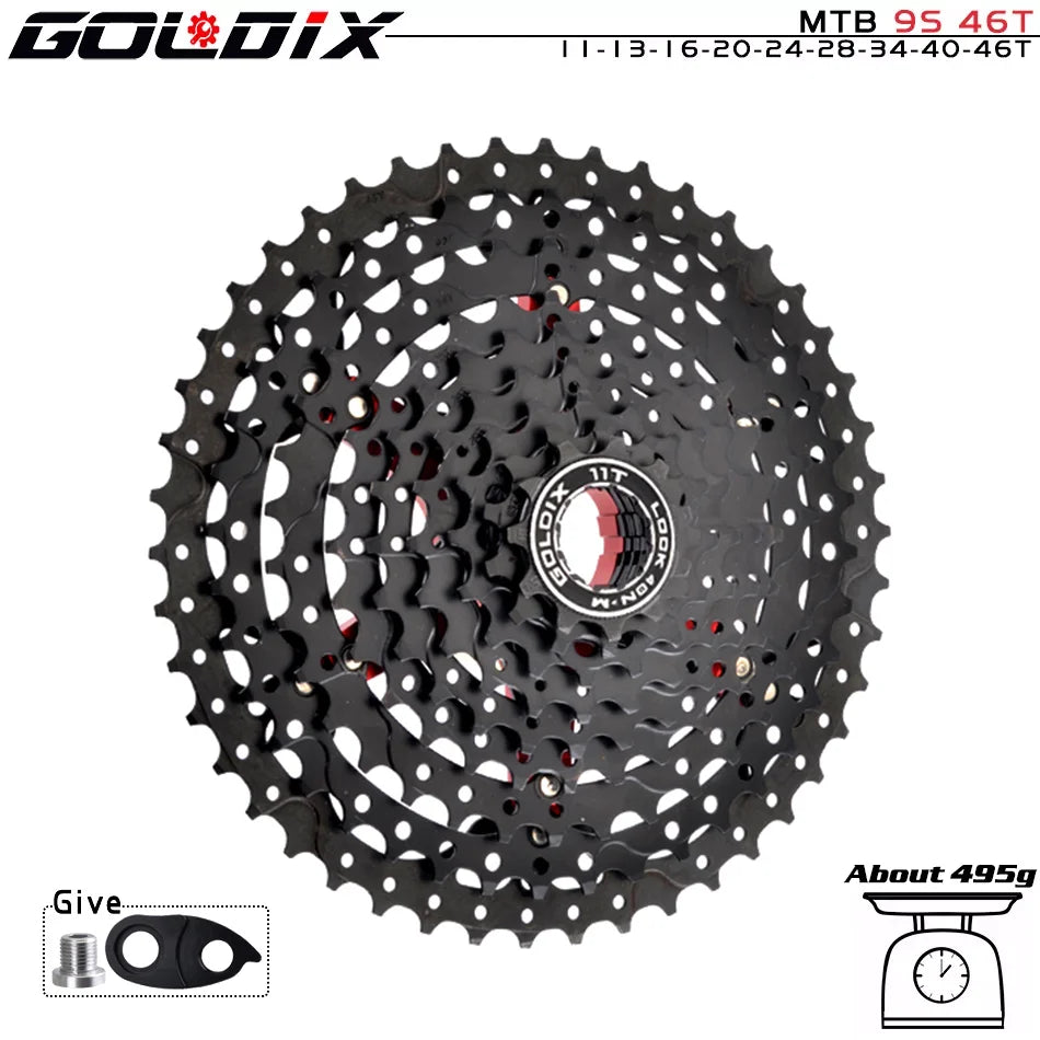GOLDIX Black MTB Cassette 8/9/10/11/12 Speed 40/42/46/50T K7 Bicycle Freewheel Sprocket