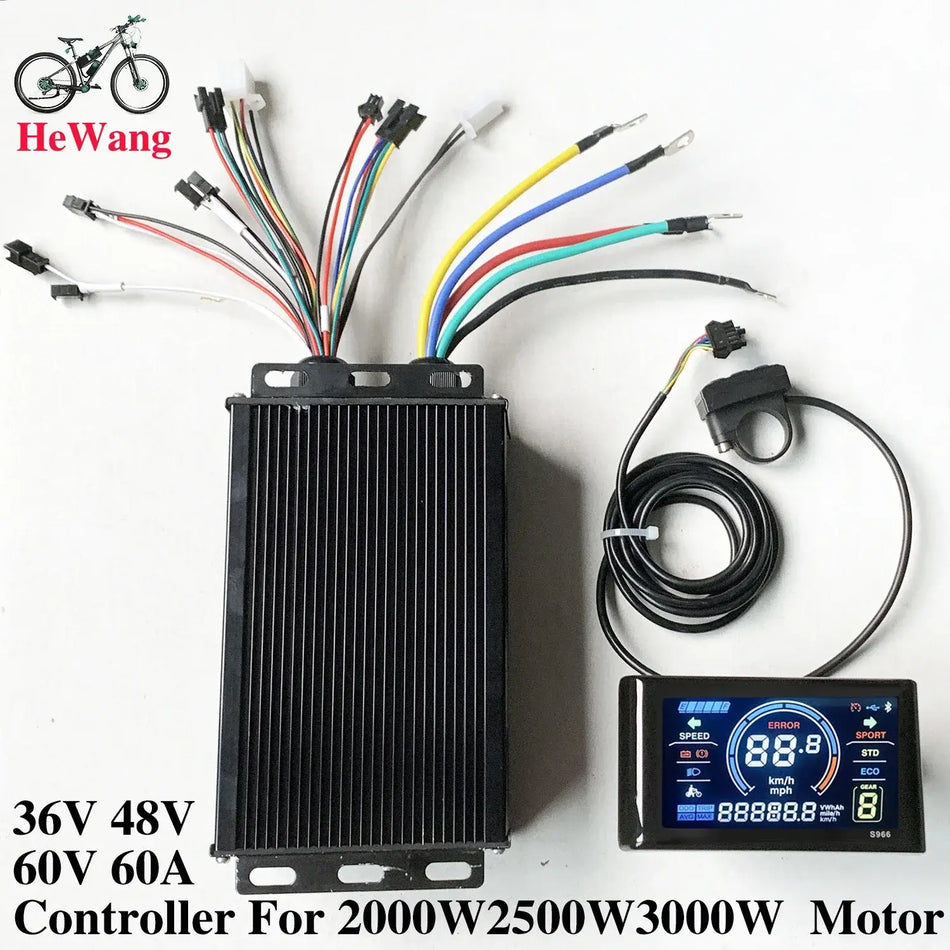 36V 48V 60V 60A 2000W 3000W E-bike Brushless Motor Sine wave Controller with S966 Colour LCD Display for E-Mountain Bike Scooter