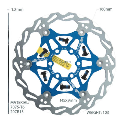 SNAIL Bicycle Disc Brake Pads 160 180 203 Mm Aluminum Alloy 6 Nail Rotor Mtb Road Bike Floating Part Accessories Goodtaste 160mm Blue 1 PCS