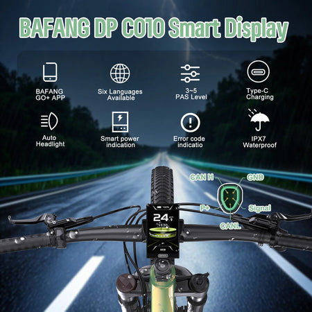 BAFANG DPC010 TFT display screen showing speed battery meter and power output