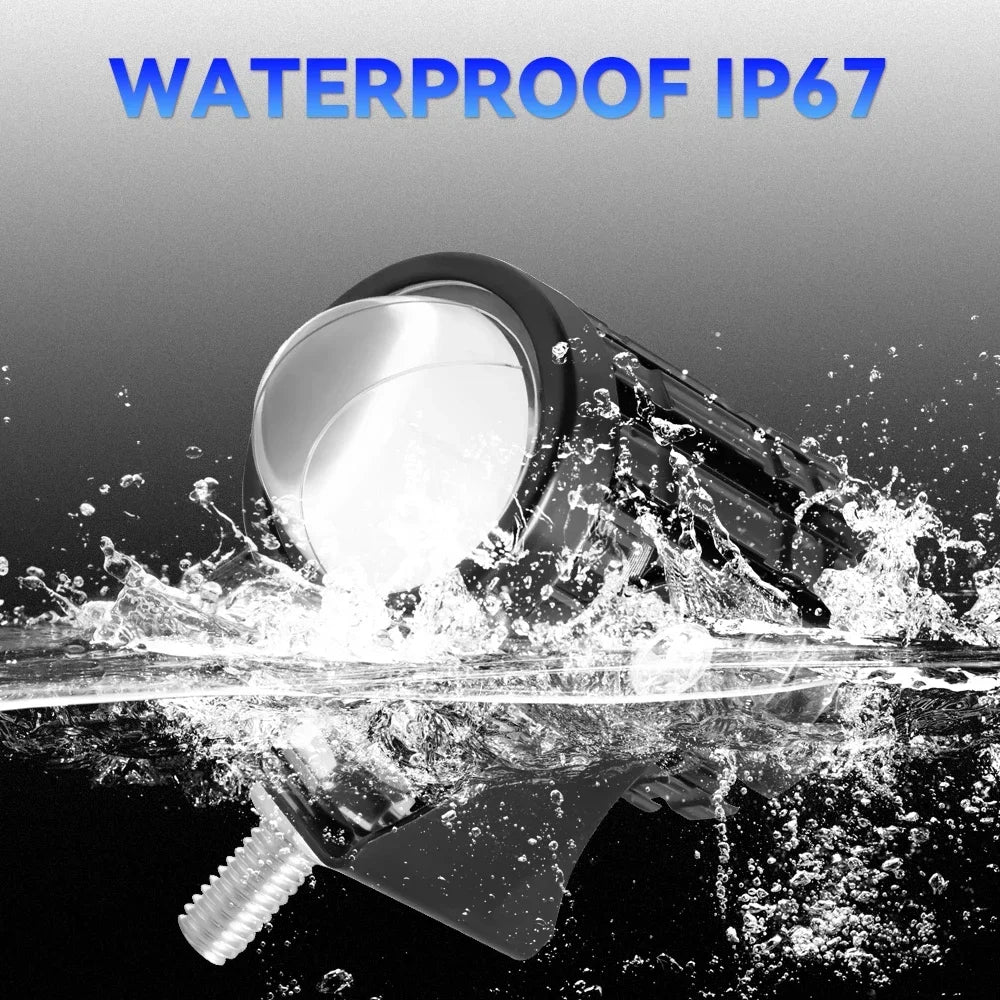 Universal Motorcycle LED Headlight Projector Lens Dual Color ATV Scooter Driving Lamp Fog Light Auxiliary Spotlight Lamp