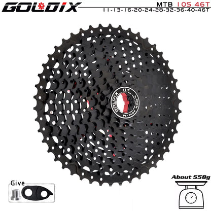 GOLDIX Black MTB Cassette 8/9/10/11/12 Speed 40/42/46/50T K7 Bicycle Freewheel Sprocket