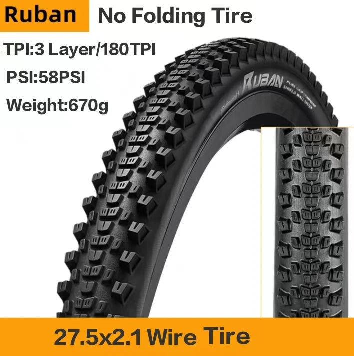 CONTINENTAL Ruban MTB Tire 27.5/29 x 2.1/2.3/2.6 Pure Grip Compound Shield Wall System Non-Folding Tire Steel Wire Tyre 1pcs 27.5x2.1 Black China