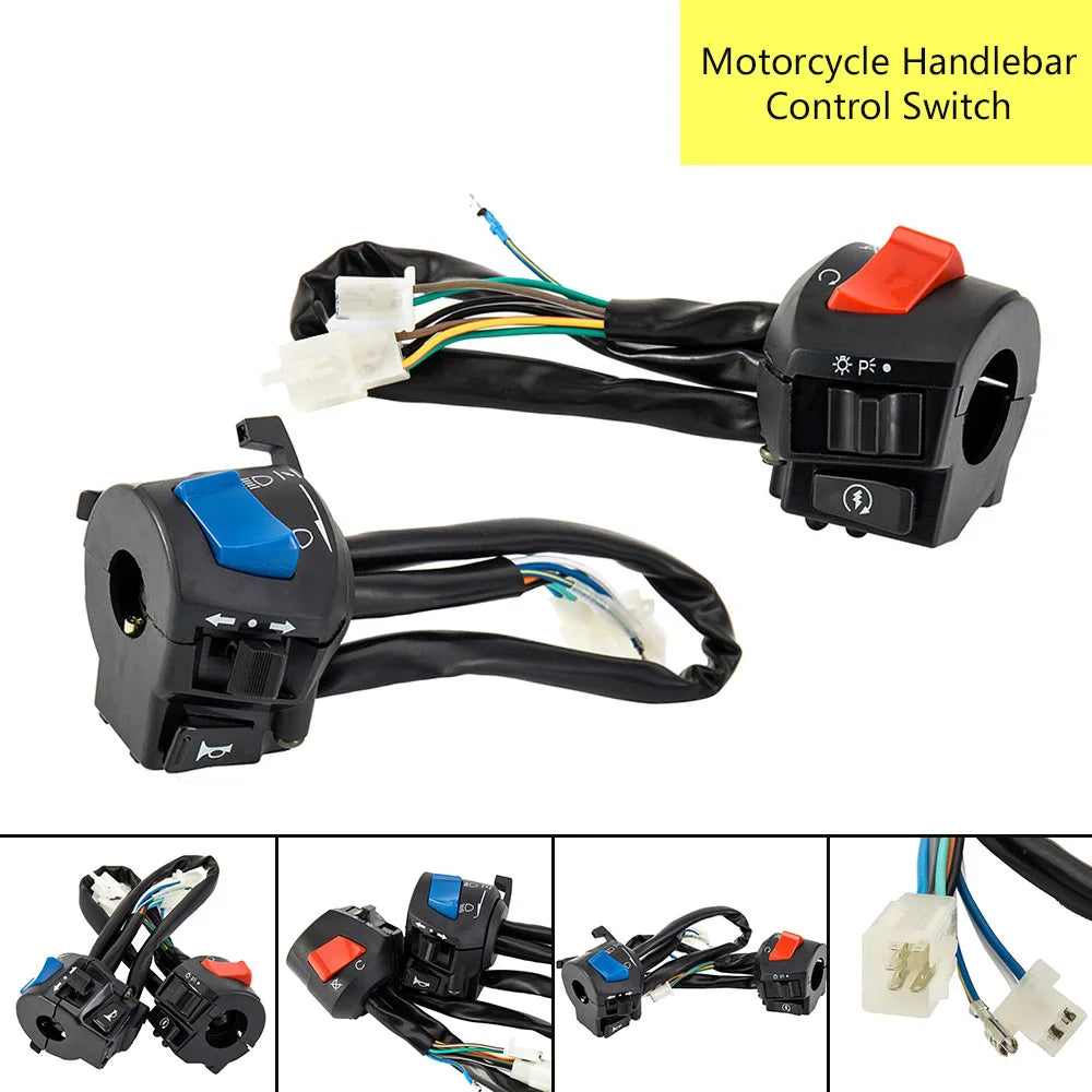 Motorcycle Handlebar Switch Control 1 Pair 7/8inch Universal Waterproof Motorcycle Horn Turn Signal Headlight Control Switch