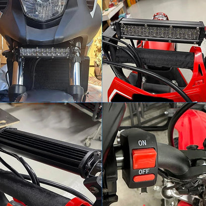 60W Motorcycle LED Headlight Light Bar Kit with Mounting Bracket Switch Wiring For Universal Most 7/8" Handlebar Dirt Pit Bike