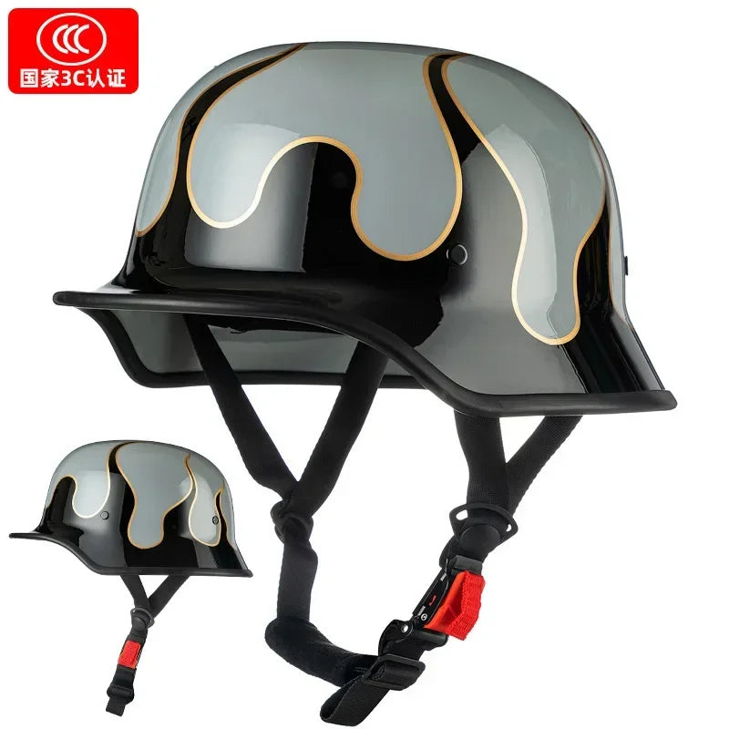Motorcycle Helmet Male Summer Soldier Helmet Retro Cruise Half Helmet Electric Car Female Four Seasons style7 China