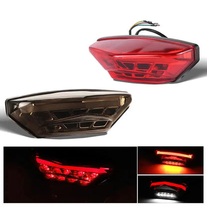 3 Wires LED Motorcycle Tail Brake Light Red Smoke Lens Rear License Lamp Daytime Running Signal Universal For 12V Moto Scooter