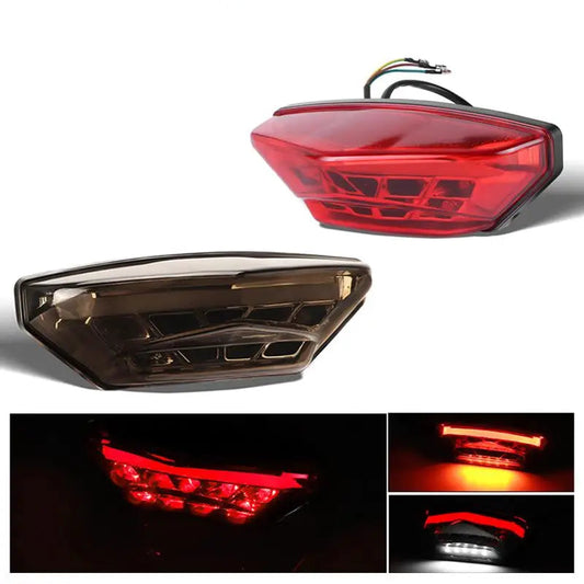 3 Wires LED Motorcycle Tail Brake Light Red Smoke Lens Rear License Lamp Daytime Running Signal Universal For 12V Moto Scooter